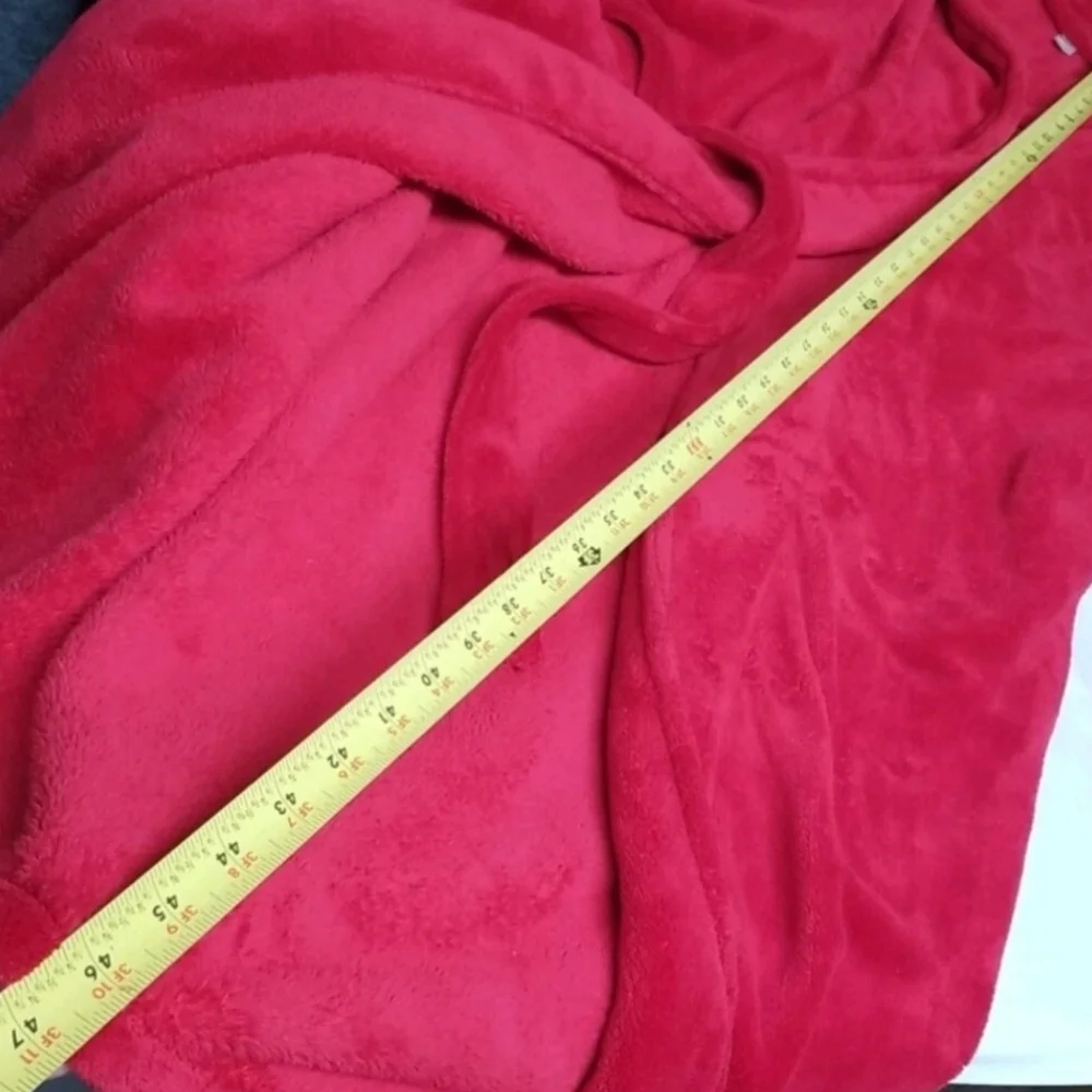Women's Red Plush Bathrobe Vintage Simply Basic Size M